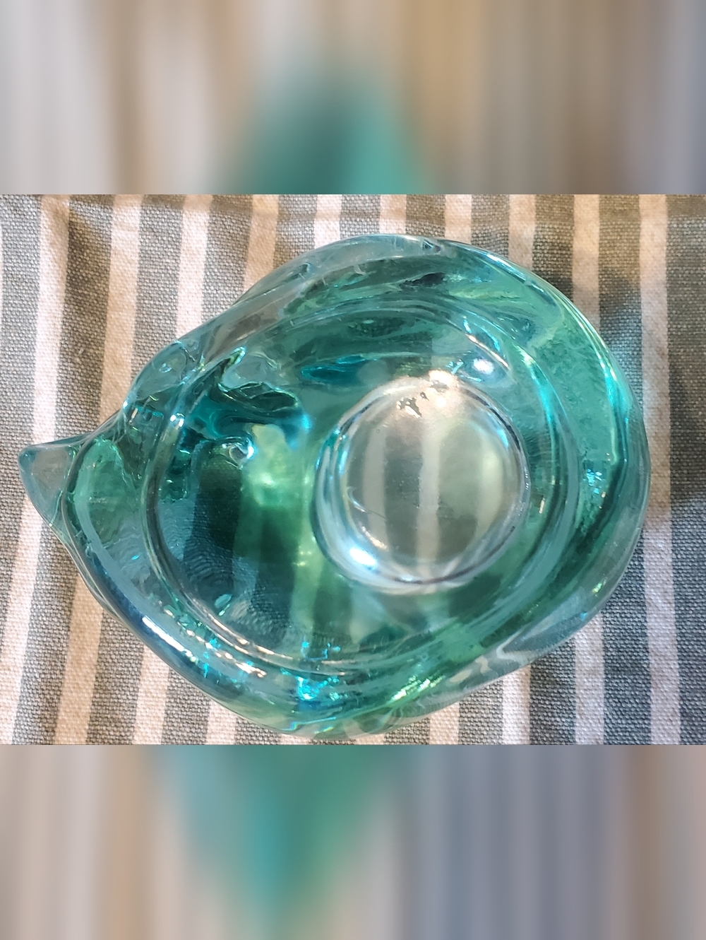 Teal Sleeping Cat Votive Tea Light Candle Holder - Picture 6 of 12